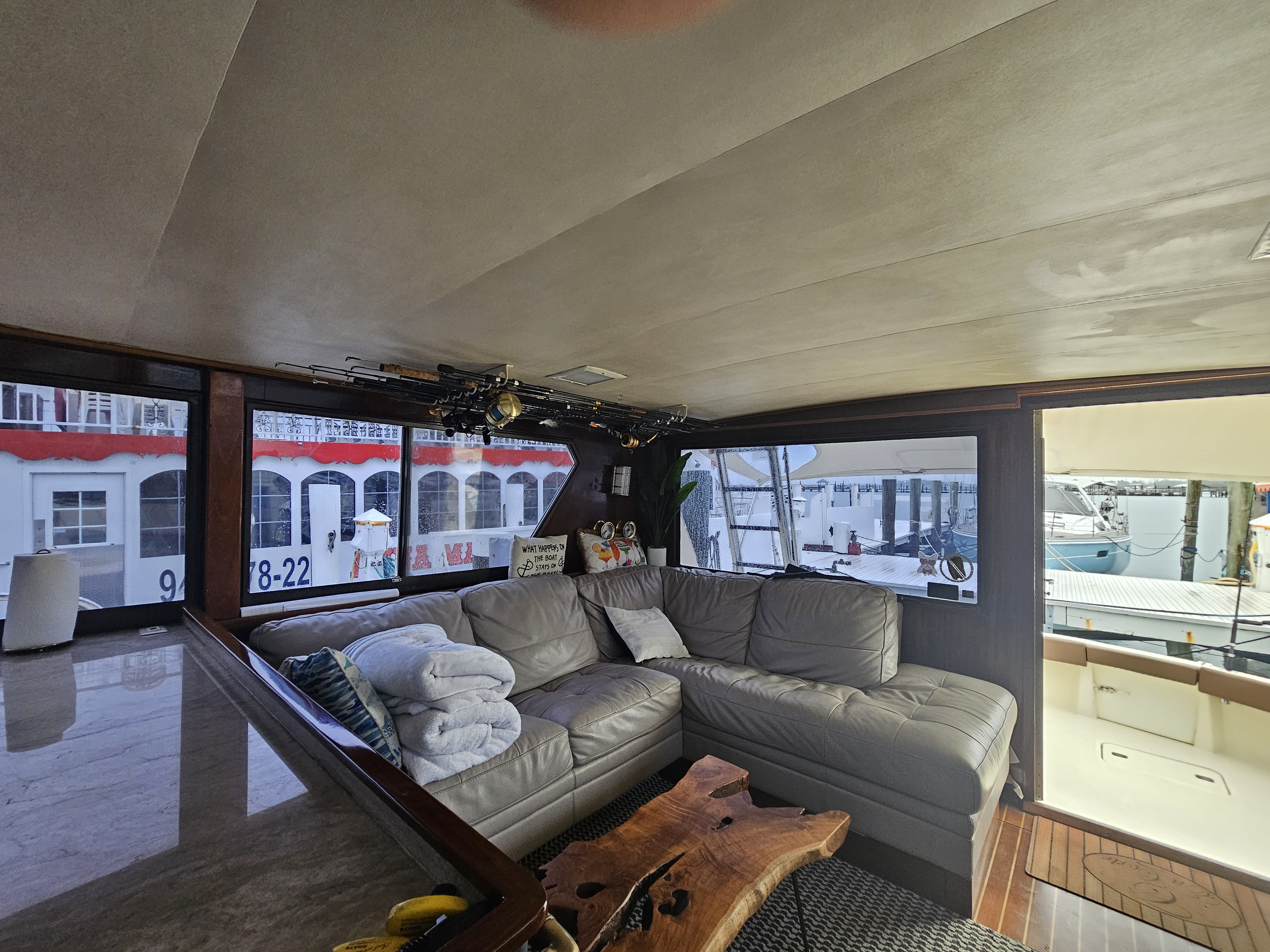 The salon aboard the Spark Chaser