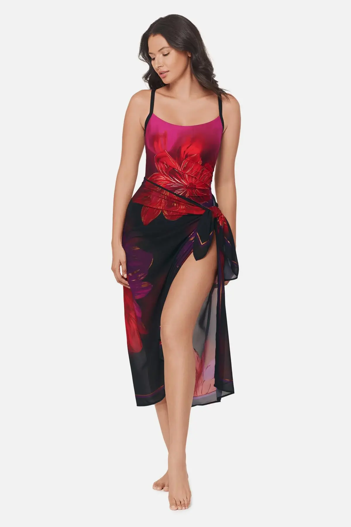 Miraclesuit Pareo Cover Up in Petali Rosa Black/Multi
