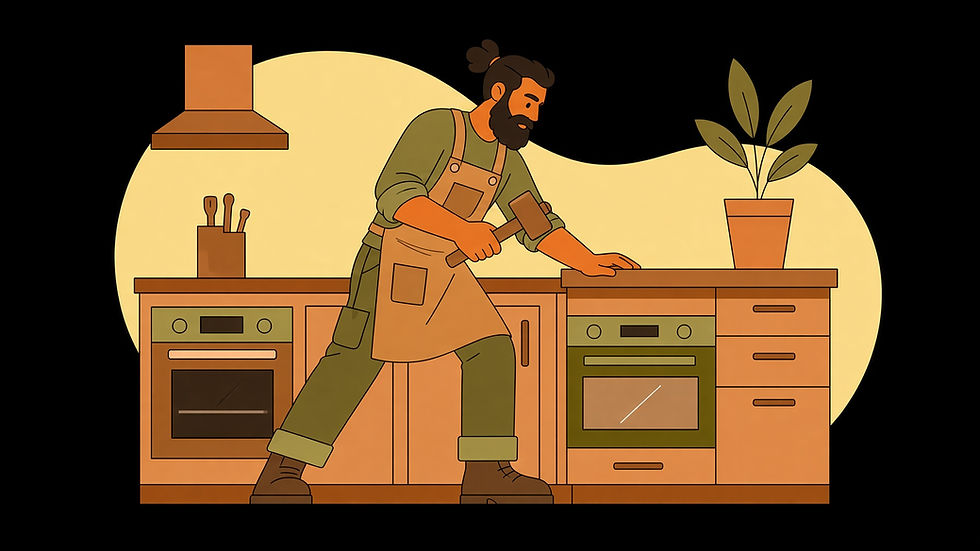 Carpintero mexicano trabajando en la cocina