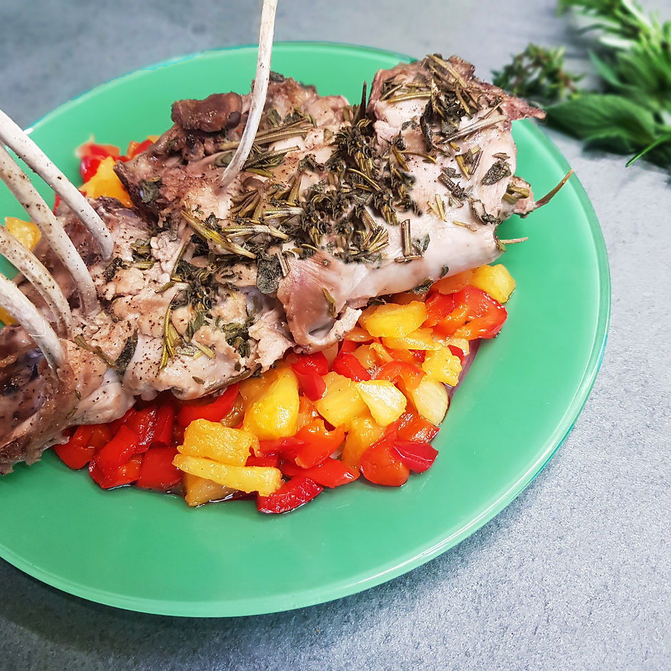 gnammi carrè agnello chutney ananas peperone pasqua
