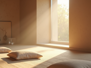 A calm meditation room designed for relaxation and focus