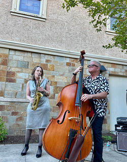 The duo on the patio