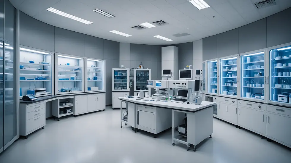 Eye-level view of a secure biotechnology lab with advanced machinery