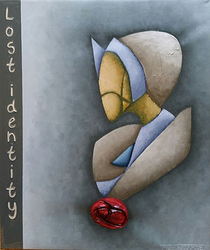 Lost identity Oil on canvas, 50x60 cm, Dec 2016 This painting is dealing with a human state of losing once self identity when a person no longer knows who and what he/she is. This state reflected in the painting by lack of features and a sense of fusion of the figure into the foggy background.