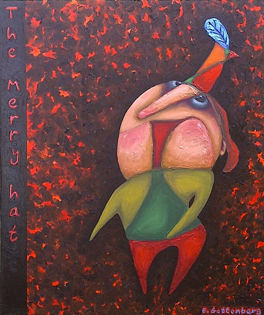 The Merry hat Oil on canvas, 50x70 cm, Nov 2014 This funny painting is talking about the source of happiness. Does the figure happy because of its merry hat or the figure just called Merry and this is its hat so the reason for the happiness is different? People have the tendency to link between external conditions to their happiness while the decision and the ability to be happy can come from within regardless to external circumstances... Have an happy week every week :-)
