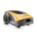 A modern yellow and grey Stiga robotic mower isolated on a white background.