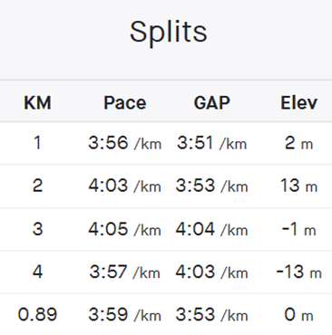 Aviemore Parkrun Splits