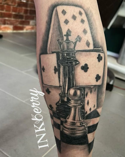 Chess pieces and playing cards personalized tattoo designs