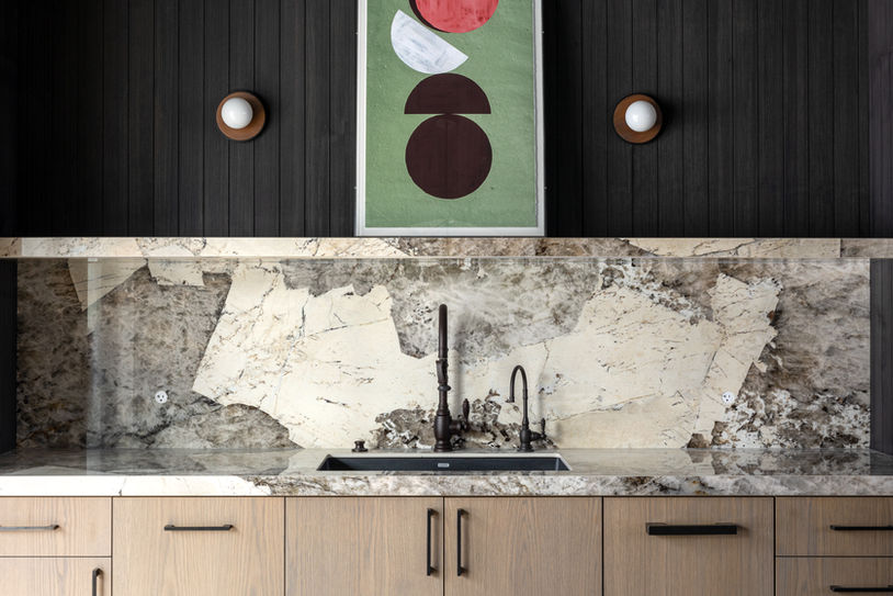 Compact gourmet kitchen with a kitchen island, Twin Peaks Hideaway, Tuhaye, Park City