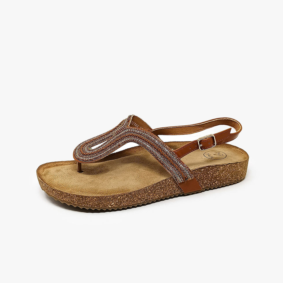 GALIA - Sandali infradito - Cuoio, Nero