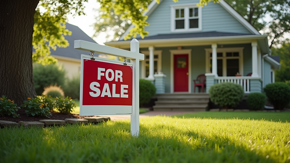 Close-up view of a charming Nashville home with a "For Sale" sign in the yard