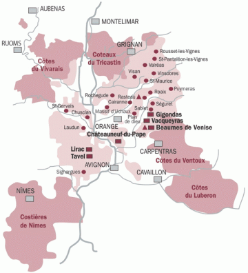 Cotes du Rhones Map