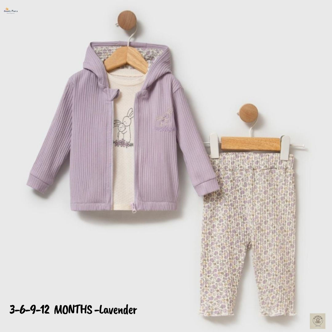 A Pack of Four Sizes Baby Girl Floral Print 3-Piece Set (3–12 Months)