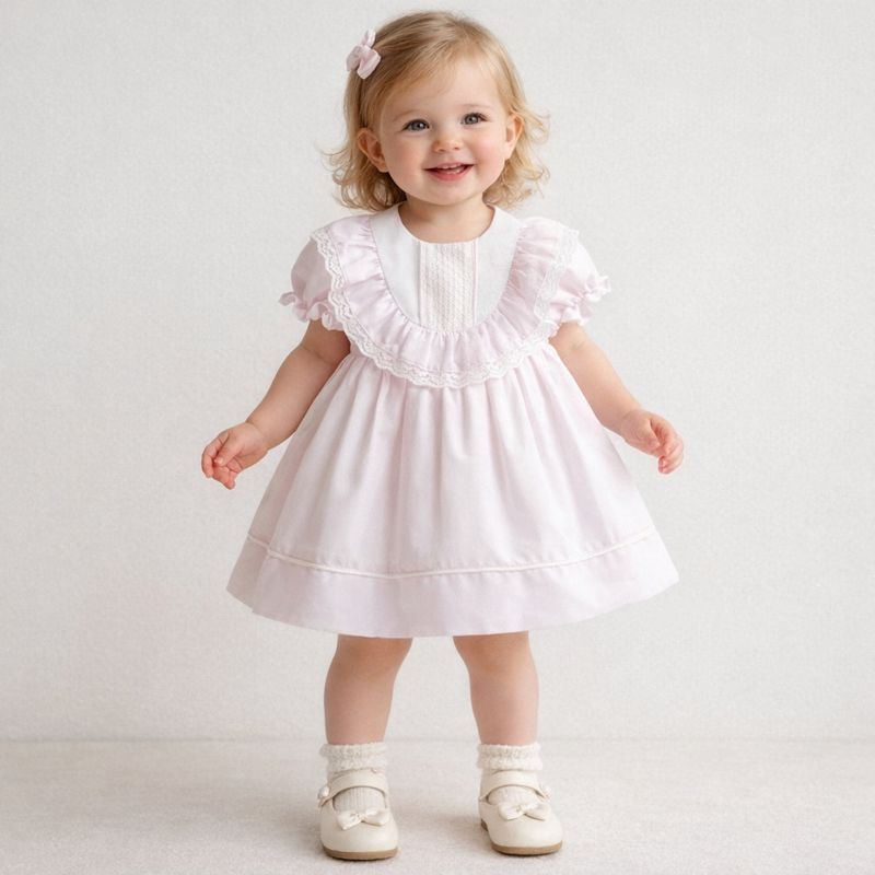 Thumbnail: A Pack of Five Sizes Embroidered Woven Baby Girl Three Layered Dress 6–24 Months
