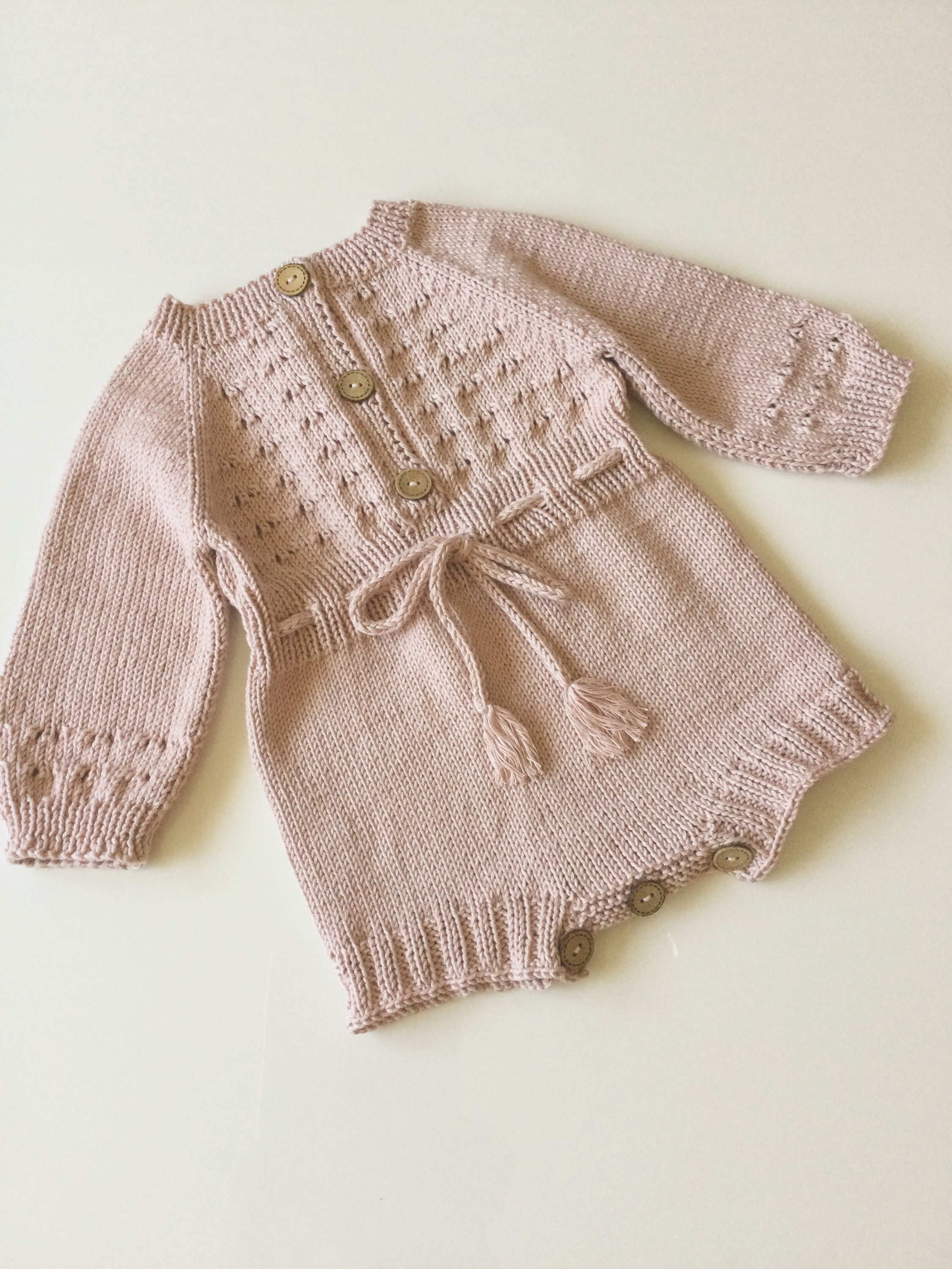 Organic Cotton Hand Knitted Vintage Romper, Unique Design