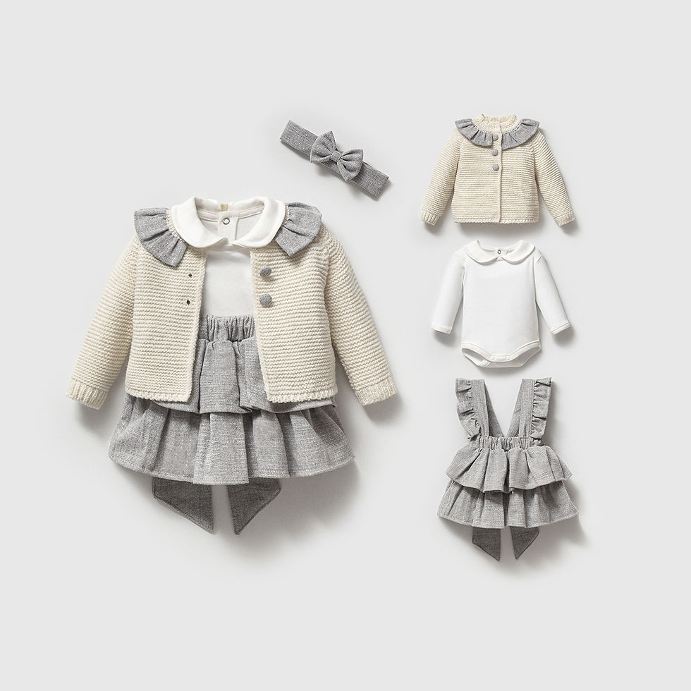 Thumbnail: A Pack of Four Sizes Girls 3–6–9–12M Jessica Pinafore Dress Set |Elegant Layered