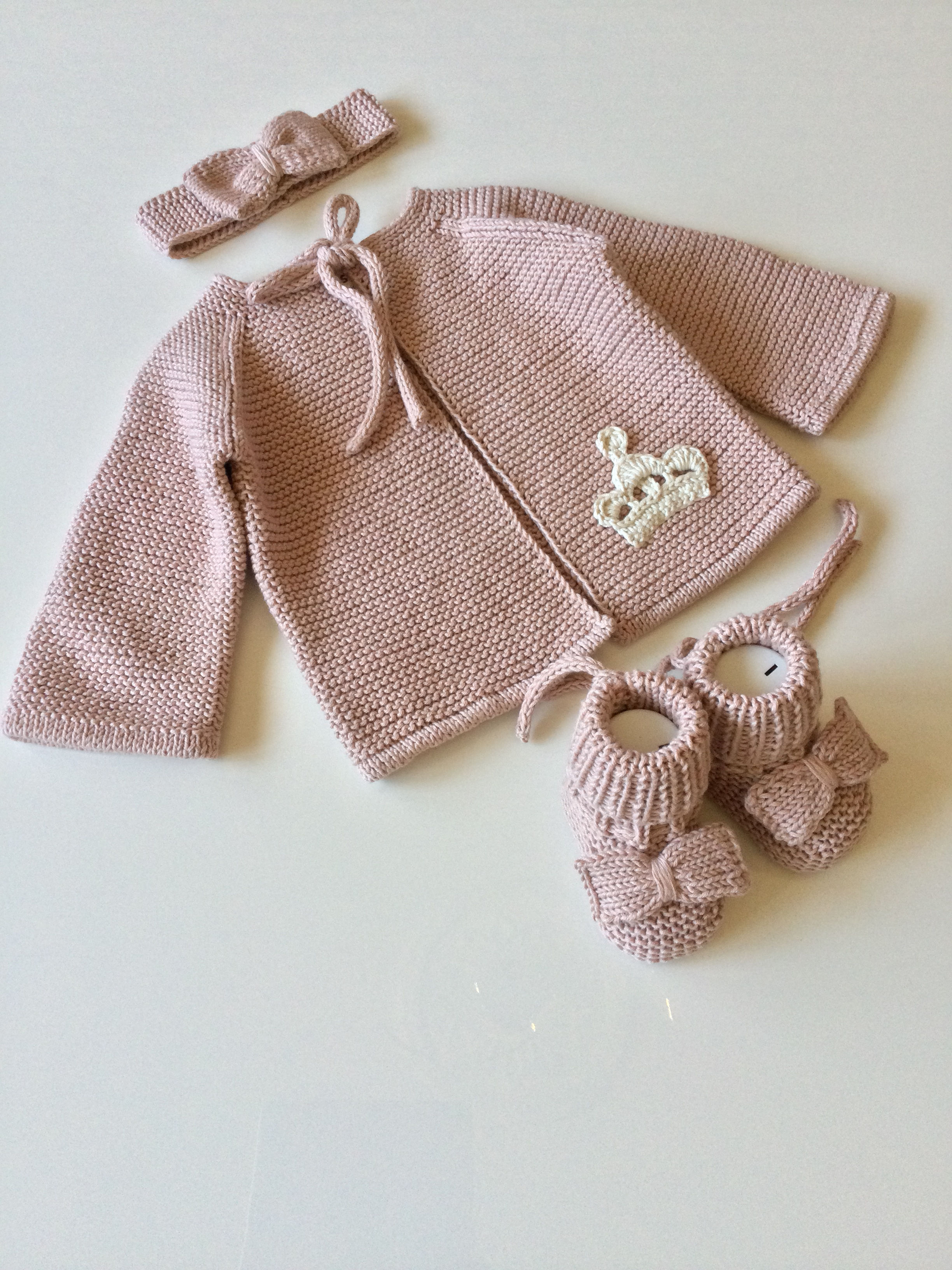 Organic Cotton Handknitted Elegant Royal Cardigan, Girl's Style  Gift Set
