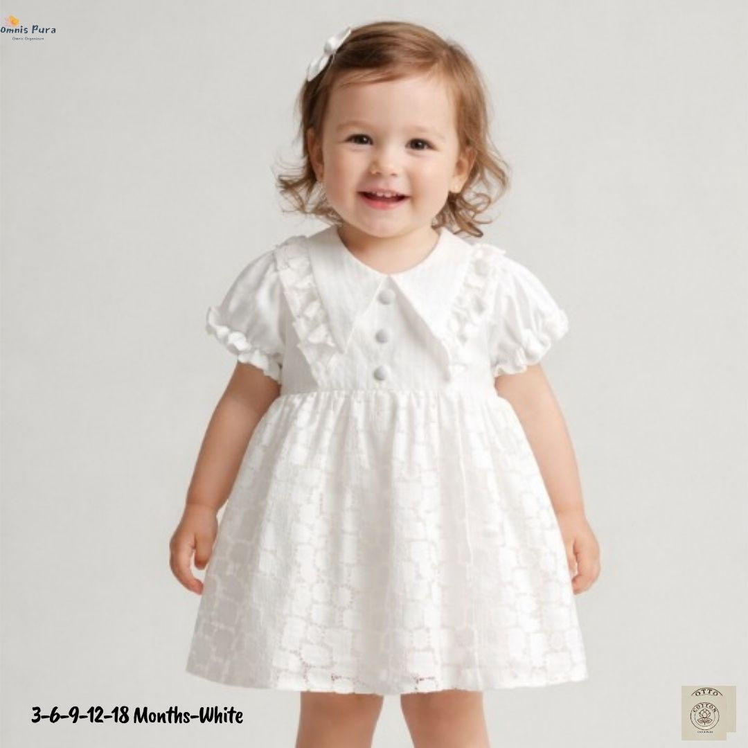 A Pack of Five Sizes Girls Lace Dress 6–24 M|Elegant Cotton Blend Baby Dress
