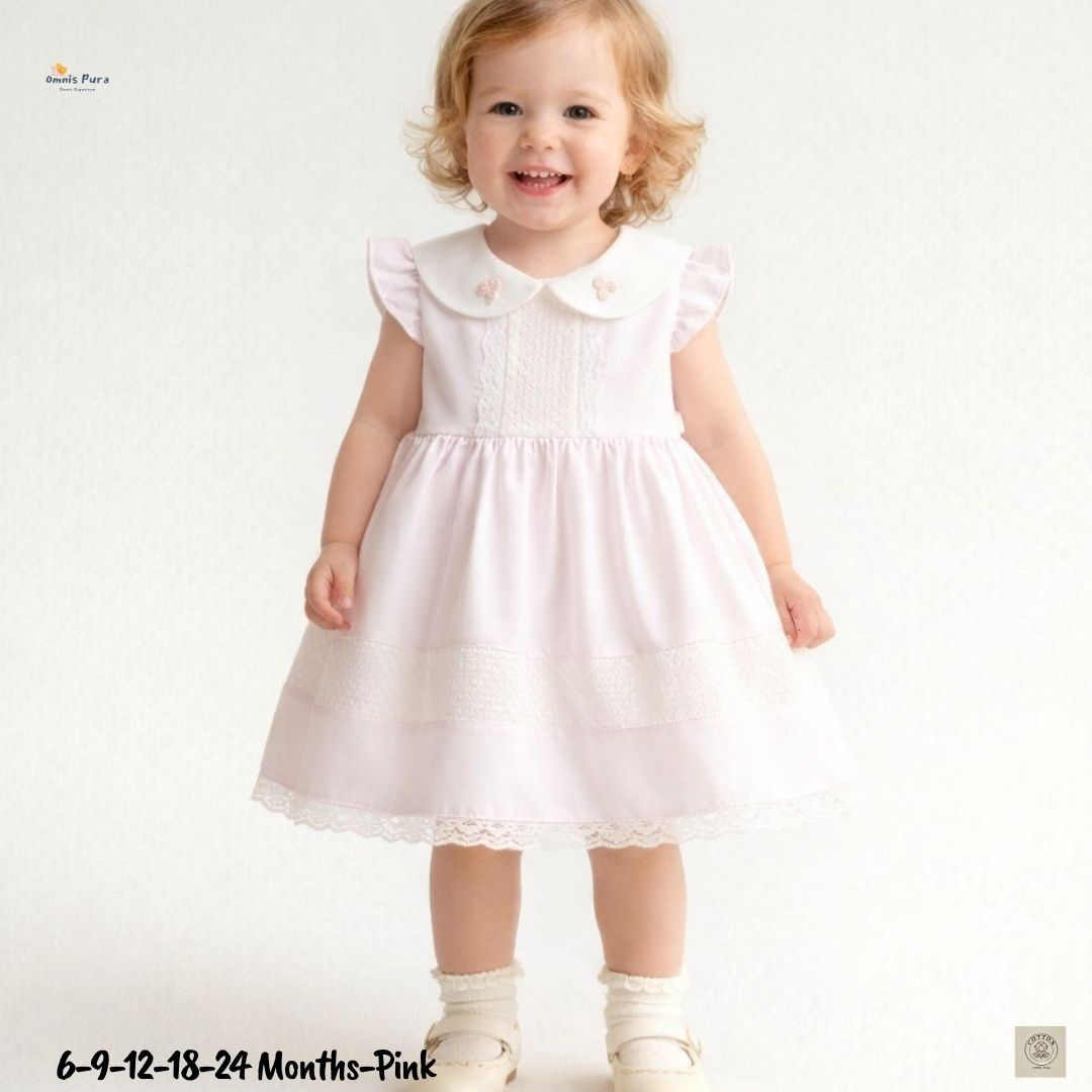 A Pack of Five Sizes Embroidered Woven Baby Girl Three Layered Dress 6–2