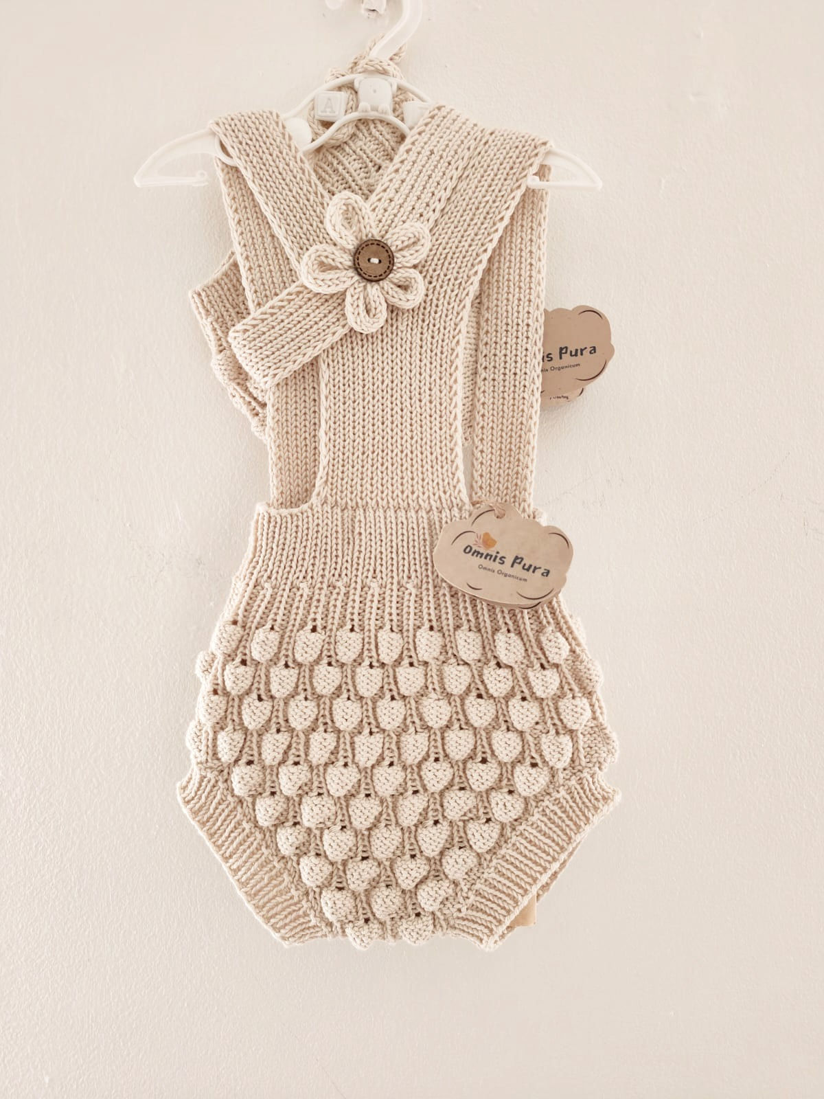 Organic Handknitted Vintage Grape Romper & Headband & Bonnet