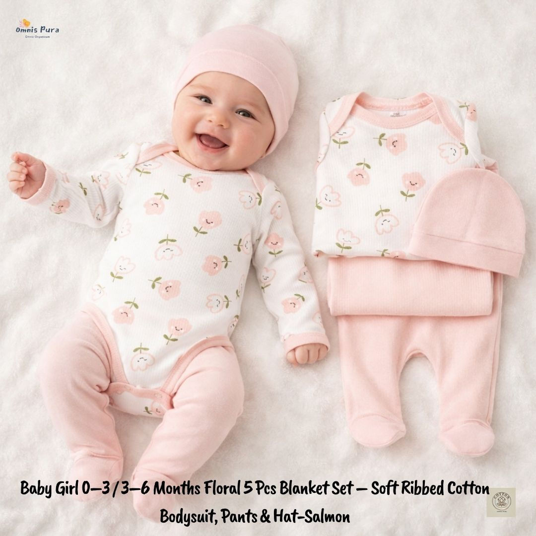 A Pack of Two Sets Baby Girl 0–3 / 3–6 Months Floral Blanket Set