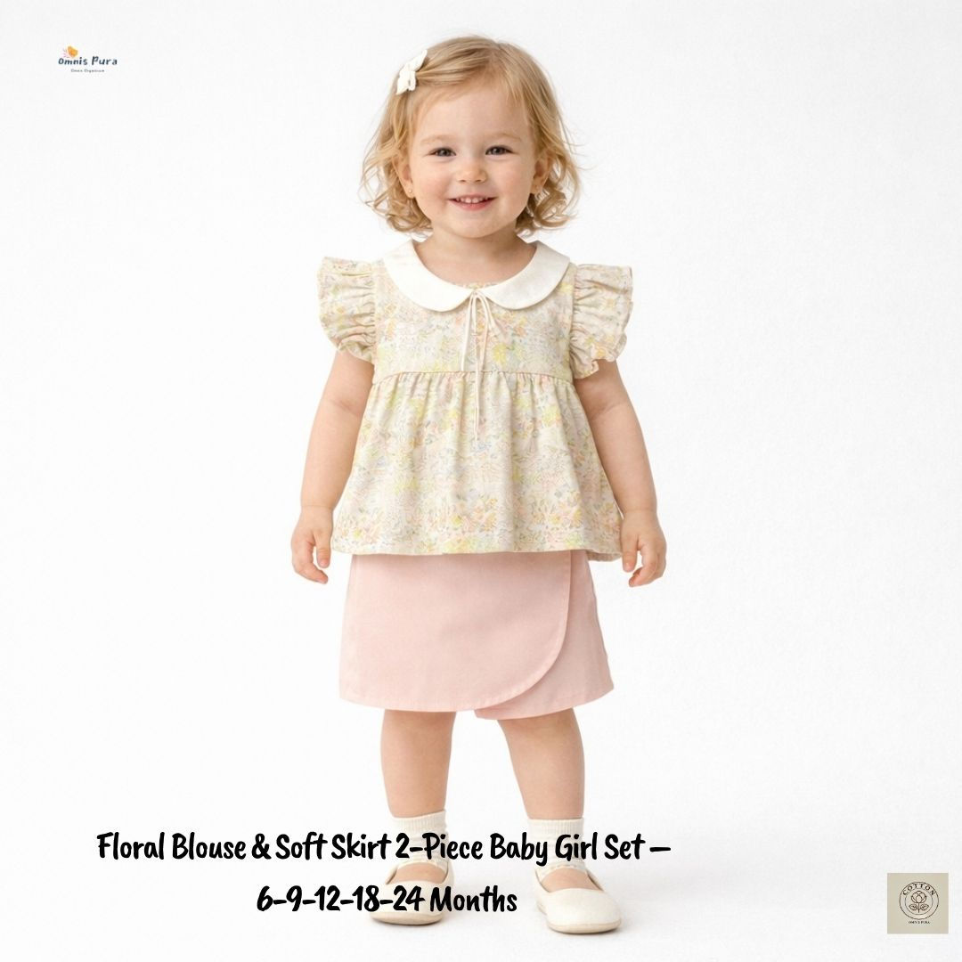 A Pack of Five Sizes Floral Blouse & Soft Skirt 2-Piece Baby Girl Set – for 6–24