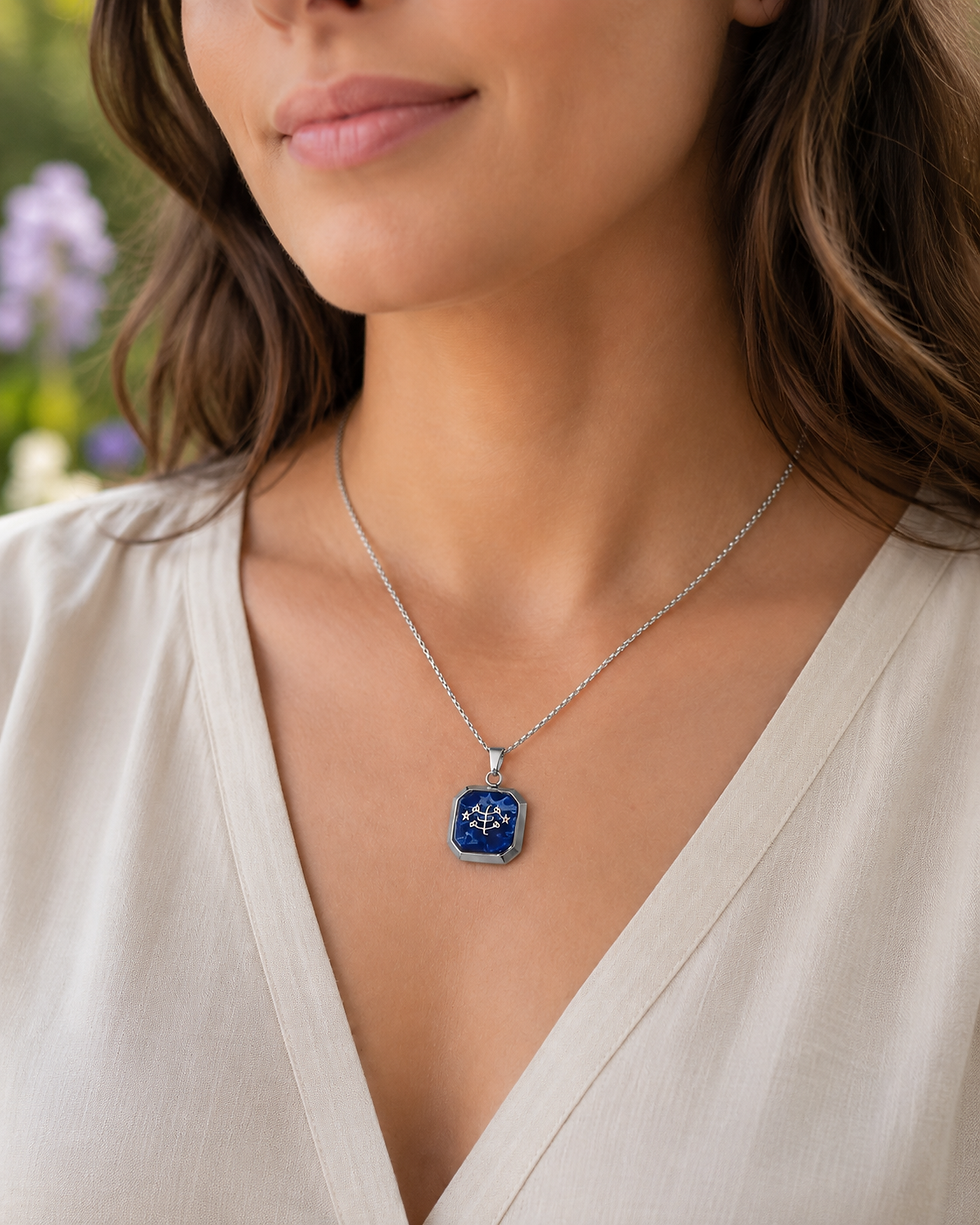 Thumbnail: Blue Marbled Ringstone Pendant