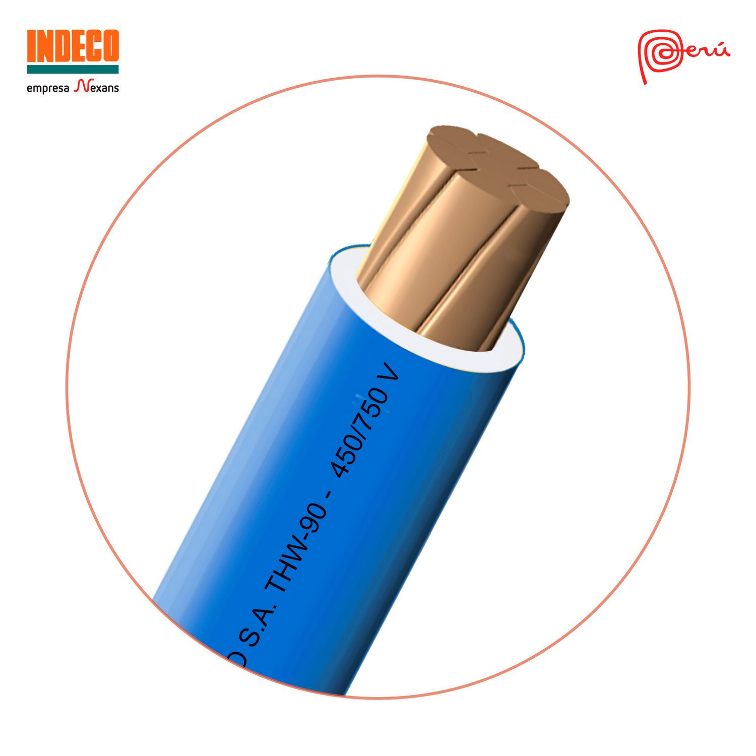 Cable THW-90 450/750V 2.5mm2 Azul por Rollo