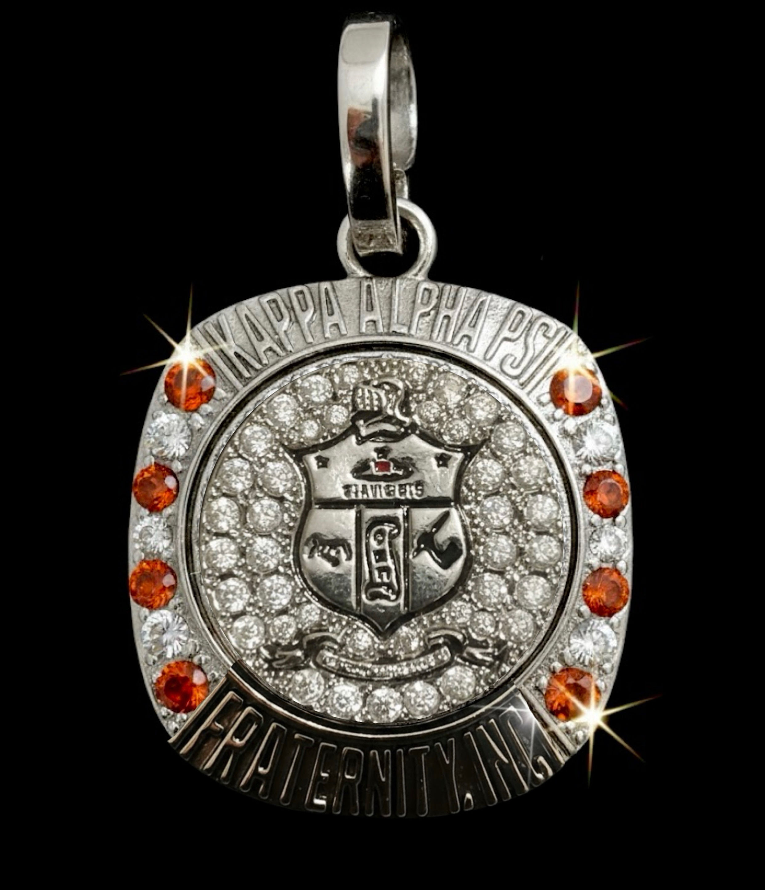 Kappa Alpha Psi Red & Clear Stone Pendant with Chain