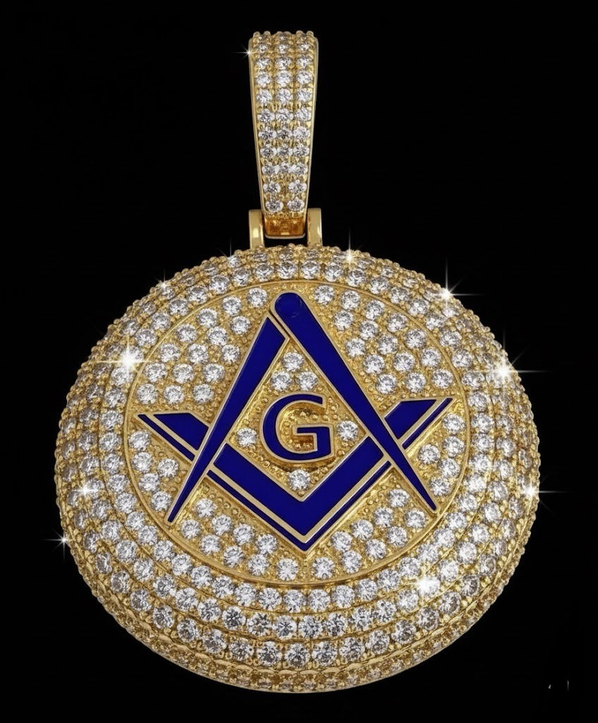 Thumbnail:  Master Mason bling Blue emblem Pendant Only 