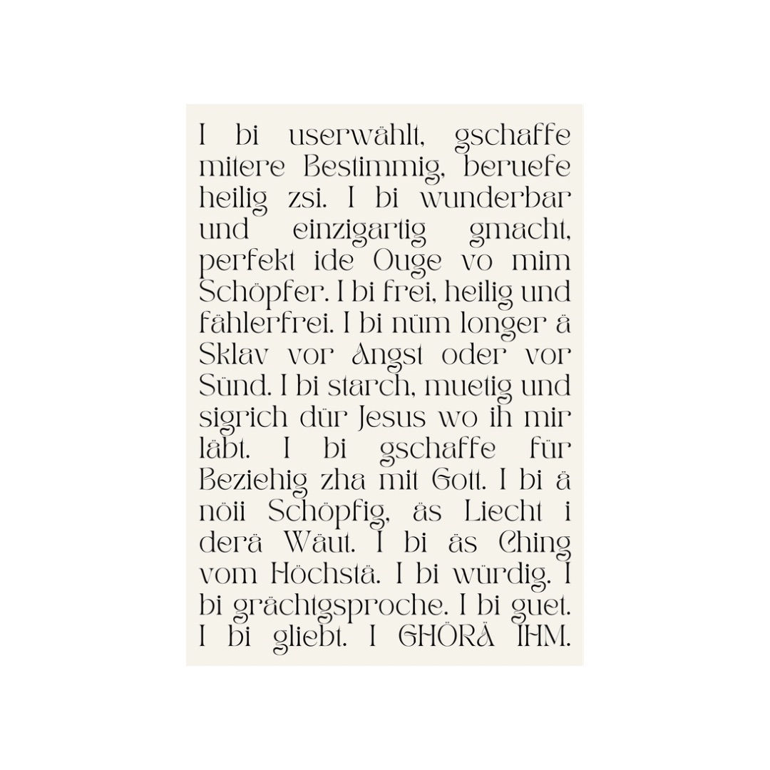 Karte - “I ghöre ihm” deutsch