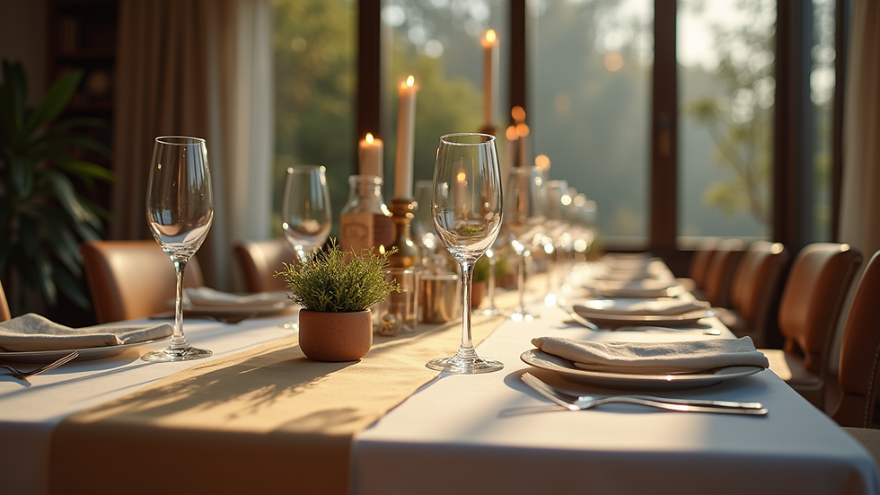 Vue en plongée d'une table élégamment dressée pour un événement
