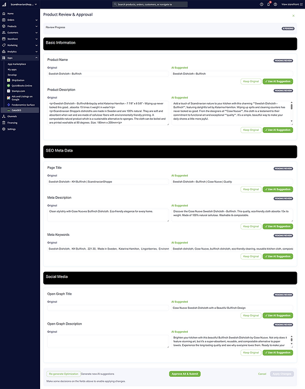 CataSEO - Product Review & Approval