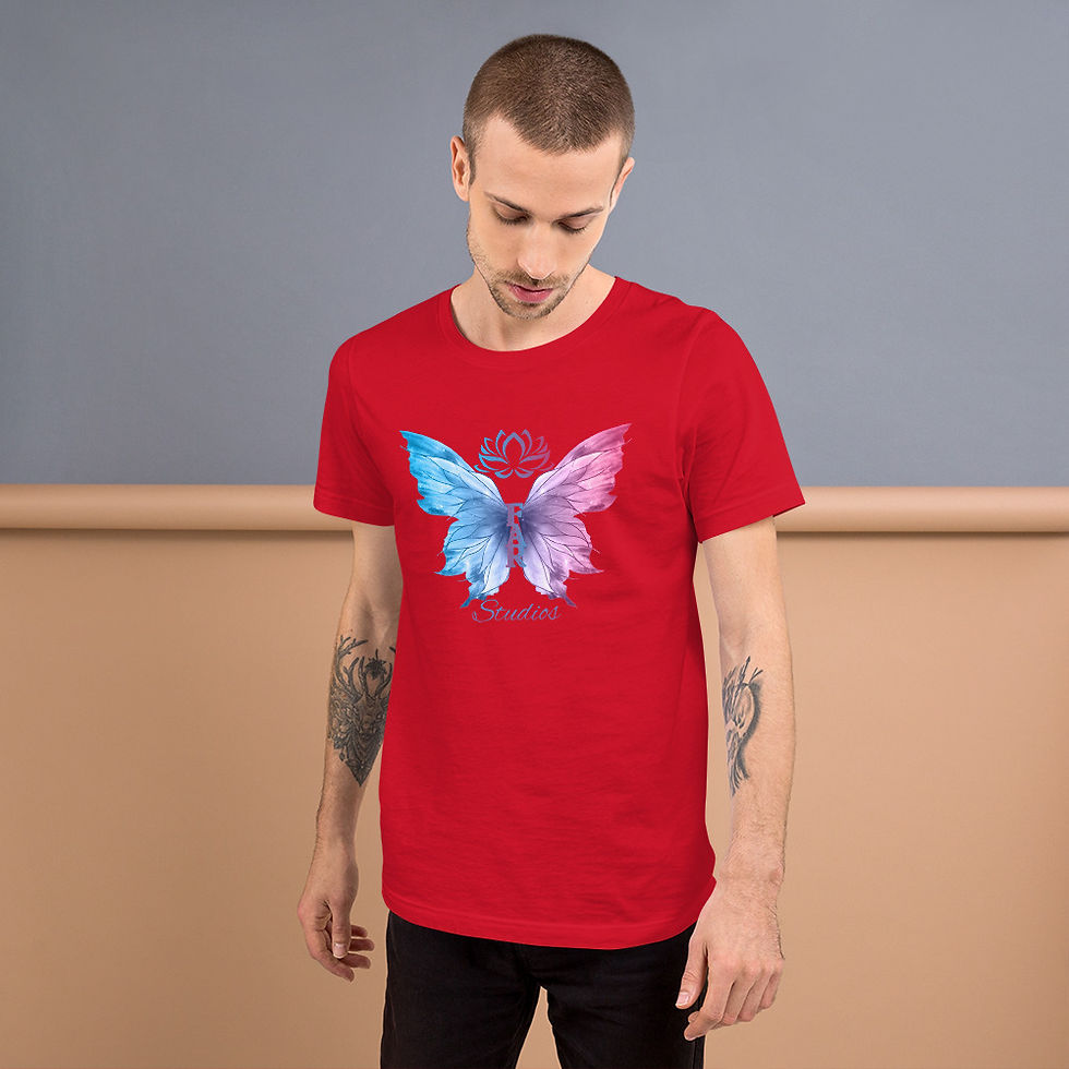 Thumbnail: Pink and blue butterfly Unisex t-shirt