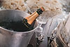 Champagne bottle on ice