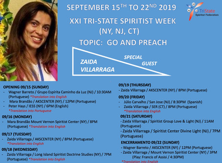 XXI Tri-State Spiritist Week - September 15-21, 2019