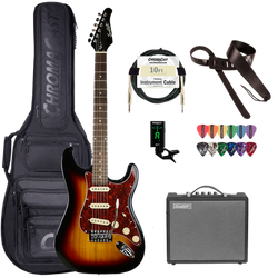 Sunburst w/ Tortoise Pickguard Travel Bundle
