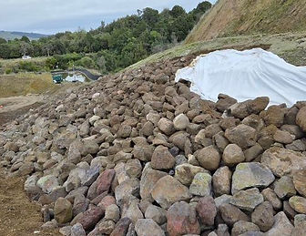 Close-up of rock armouring used for erosion and waterway protection
