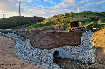 Rock-lined culvert outlet constructed for erosion control and stormwater management