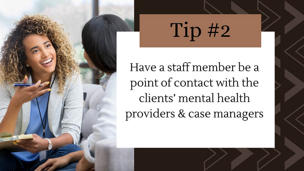 human service workers/social workers having a professional discussion about caring for clients living in group homes to address mental health needs to ensure workplace safety for helping professionals