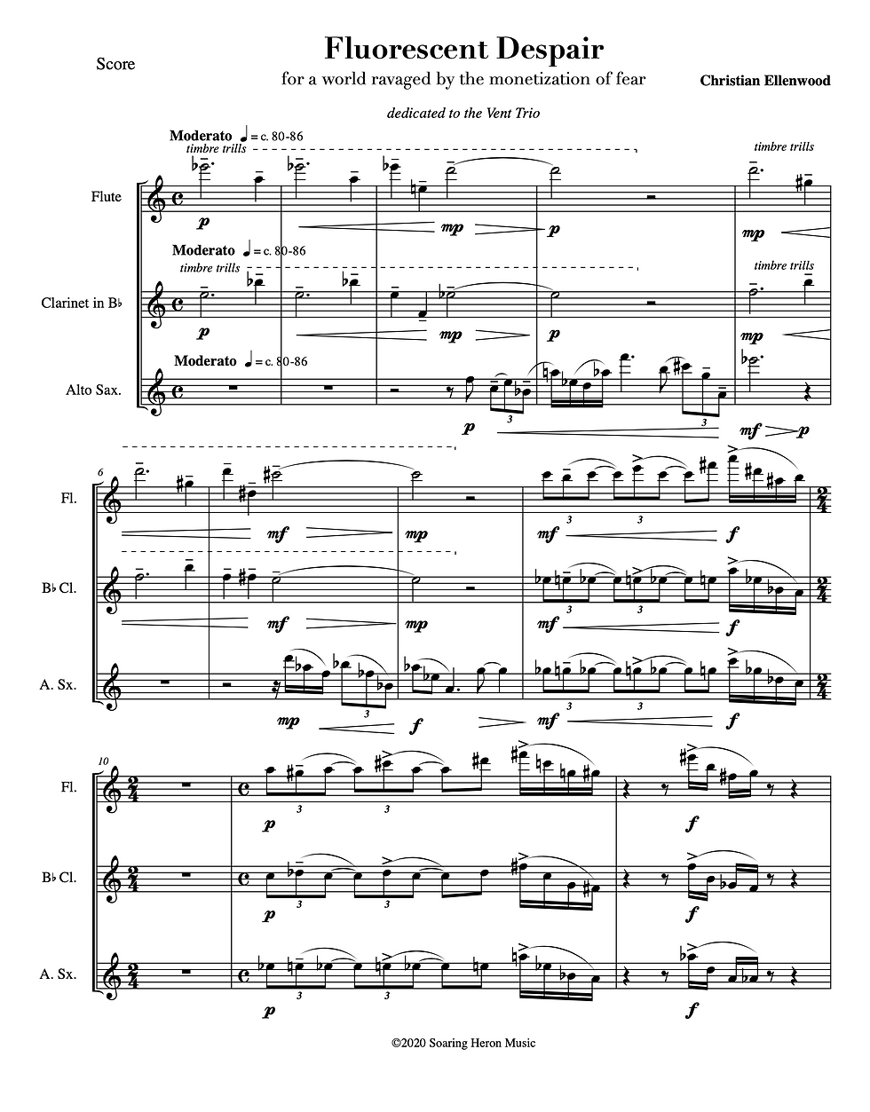 Thumbnail: Fluorescent Despair for Flute, Clarinet, and Alto Saxophone