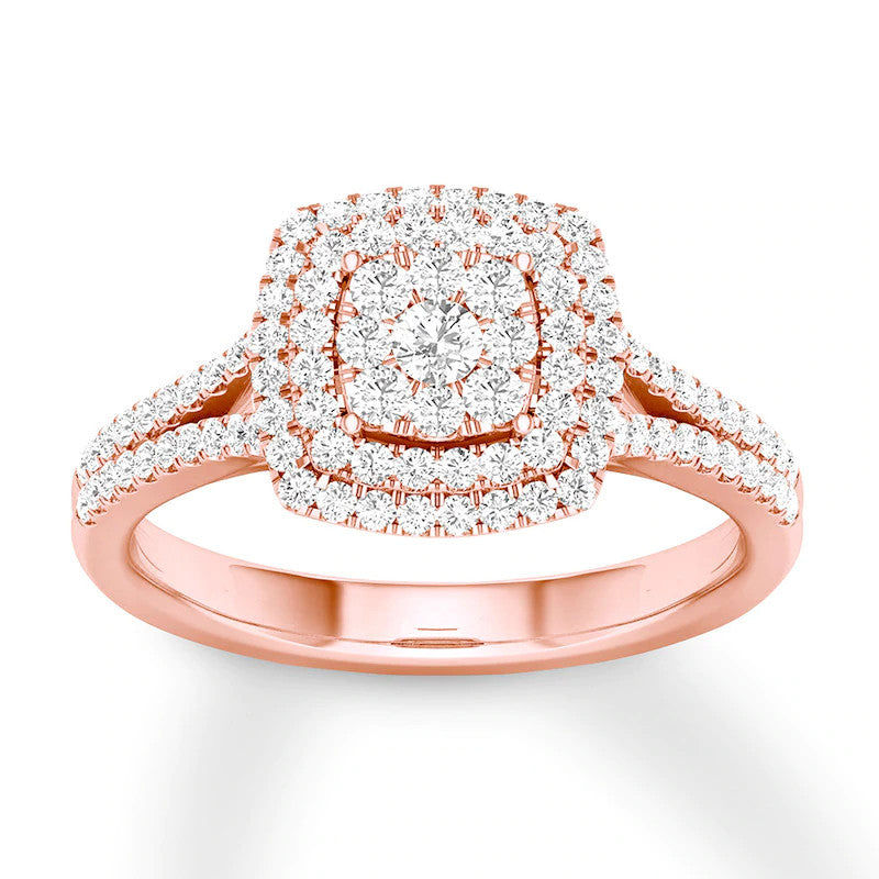 Miniaturbild: 18K Rose Gold Moissanite Ring for Women Brilliant Cut Wedding Jewelry