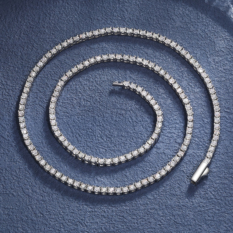 Miniatura: 925 Sterling Silver Moissanite Tennis Chain Necklace and Bracelet