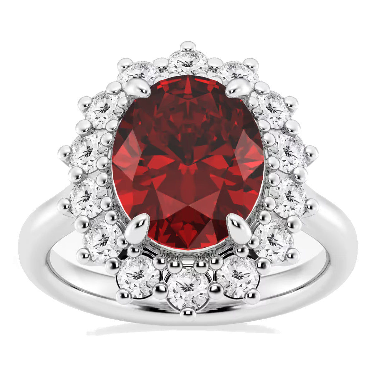 AGI Certified 3CTW Oval Ruby Princess Diana Engagement Ring Diamond