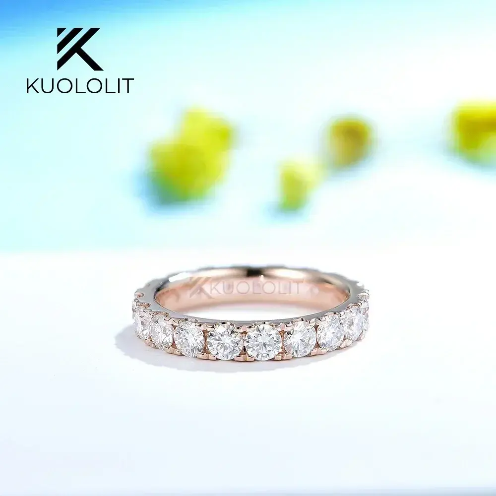 Kuololit 2CTW Moissanite Full Eternity Band Ring in Solid Gold