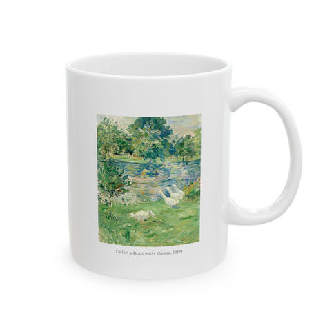 Impressionist : Berthe Morisot - Girl in a Boat with Geese : Coffee Mug : Fine Art Gifts