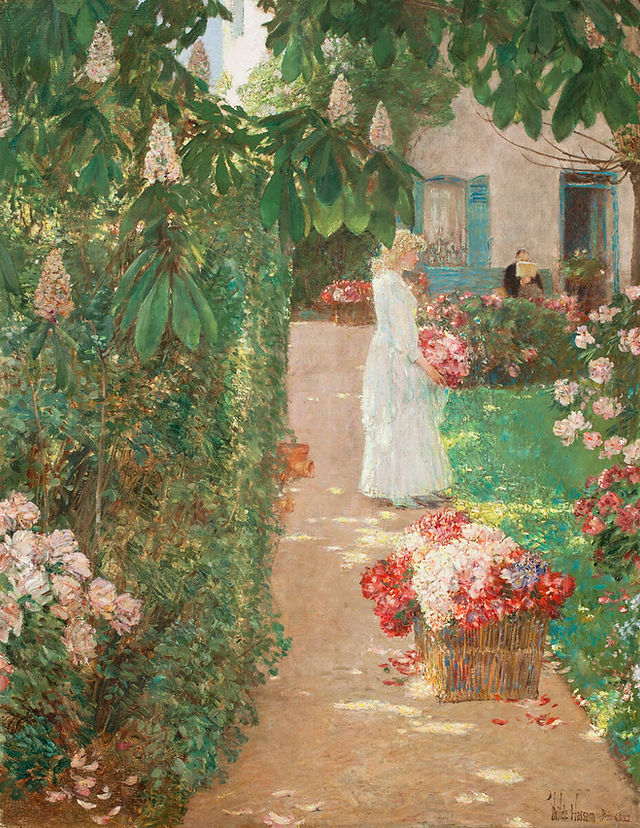 Gathering Flowers in a French Garden (1888) - Childe Hassam
