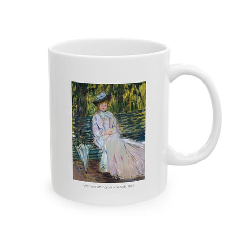Impressionist : Claude Monet - Woman sitting on a bench, 1874 : Coffee Mug - Fine Art Gifts