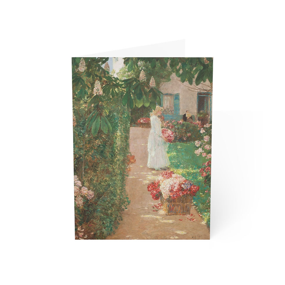 Childe Hassam - Gathering Flowers in a French Garden : Greeting Cards Set of 10