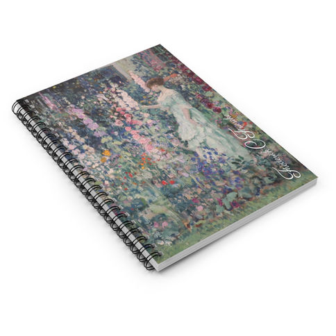 Frederick Carl  Frieseke - Hollyhocks : Spiral Notebook - Ruled Line